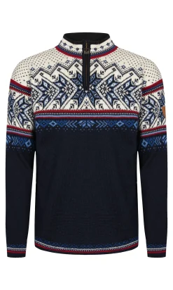 Dale of Norway Vail Men's Sweater - Norwegian Wool Midnightnavy Redrose Offwhite Cheap
