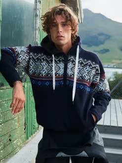 Dale of Norway Vail Weatherproof Men's Norwegian Wool Hoodie Navy Indigo Blueshadow Sale