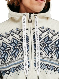 Dale of Norway Vail Weatherproof Men's Norwegian Wool Hoodie Offwhite Navy Blue Shadow Outlet