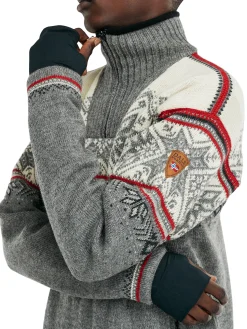 Dale of Norway Vail Weatherproof Men's Sweater - Norwegian Wool Smoke Raspberry Offwhite Charc New