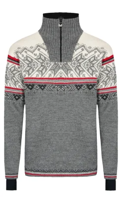 Dale of Norway Vail Weatherproof Men's Sweater - Norwegian Wool Smoke Raspberry Offwhite Charc New