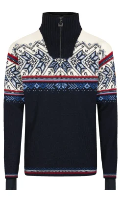 Dale of Norway Vail Weatherproof Men's Sweater - Norwegian Wool Navy Red Offwhite Indigo Blue Fashion