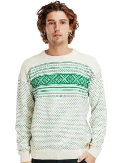 Dale of Norway Valloy Men's Wool Sweater Offwhite Brightgreen New