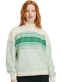Dale of Norway Valloy Women's Wool Sweater Offwhite Brightgreen Clearance