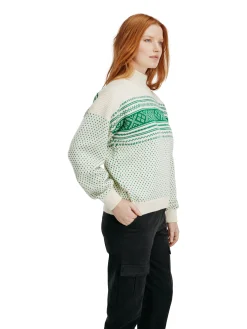 Dale of Norway Valloy Women's Wool Sweater Offwhite Brightgreen Clearance