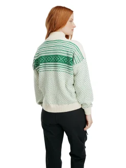Dale of Norway Valloy Women's Wool Sweater Offwhite Brightgreen Clearance