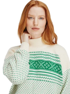 Dale of Norway Valloy Women's Wool Sweater Offwhite Brightgreen Clearance