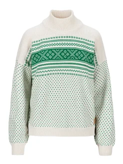 Dale of Norway Valloy Women's Wool Sweater Offwhite Brightgreen Clearance