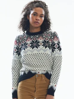 Dale of Norway Vilja Women's Knit Sweater Black Offwhite Metal Redrose Flash Sale