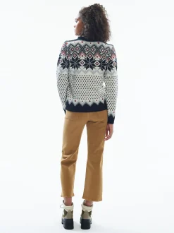 Dale of Norway Vilja Women's Knit Sweater Black Offwhite Metal Redrose Flash Sale