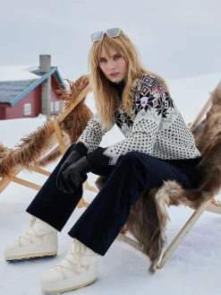 Dale of Norway Vilja Women's Knit Sweater Black Offwhite Metal Redrose Flash Sale