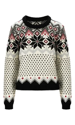 Dale of Norway Vilja Women's Knit Sweater Black Offwhite Metal Redrose Flash Sale