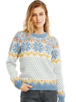 Dale of Norway Vilja Women's Knit Sweater Offwhite Blueshadow Mustard Hot