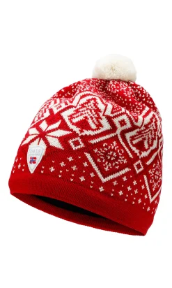 Dale of Norway Winterland Unisex Merino Wool Hat Raspberry Offwhite Redrose Discount